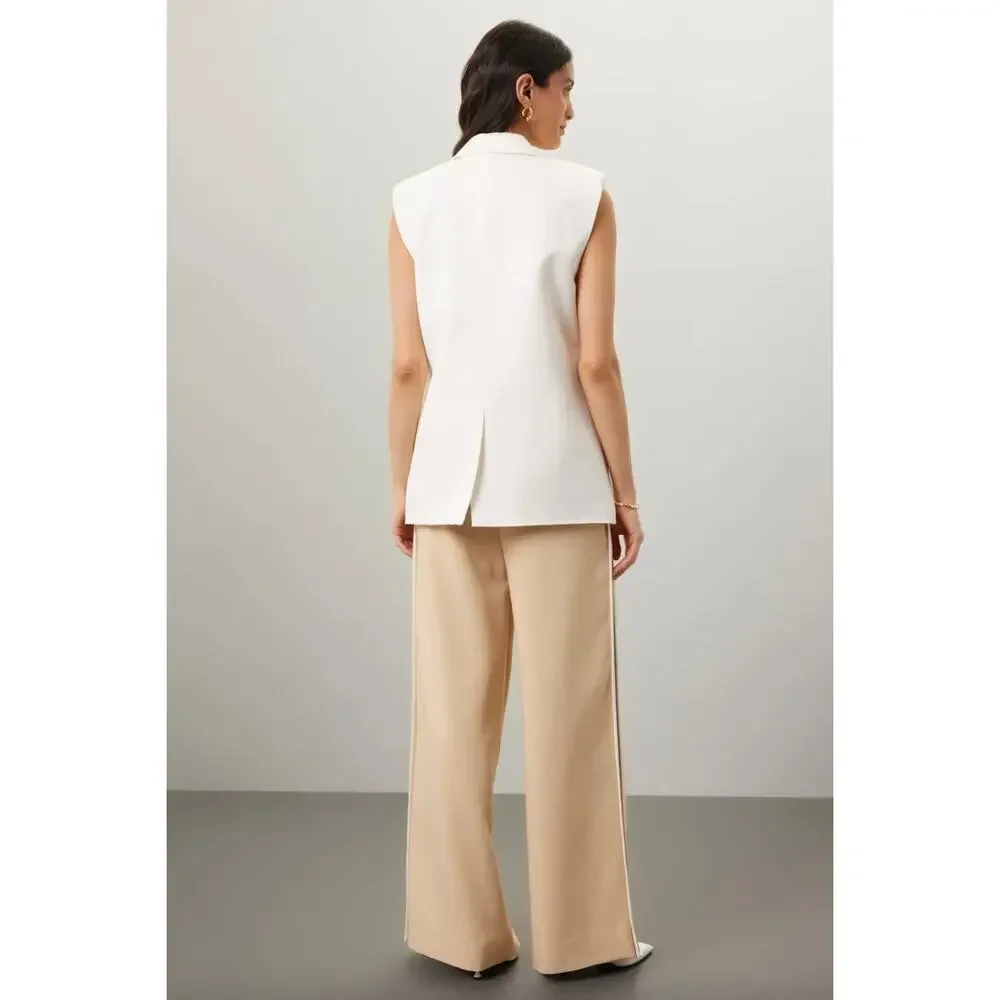 Endless Rose Off White Linen Oversized Vest Blazer Sz M